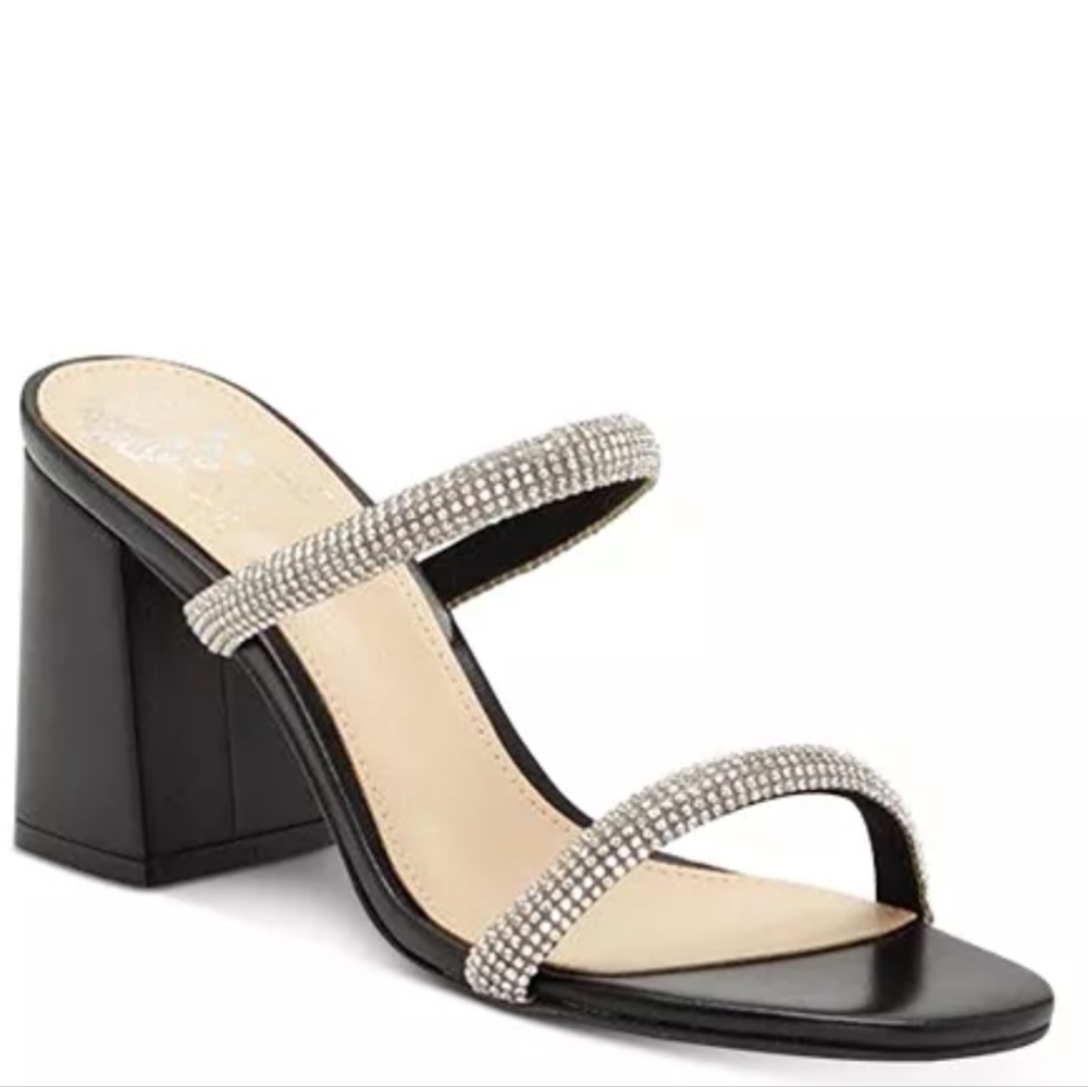 Vince Camuto Women Magaly Black Rhinestone Strappy High Heel Sandal  Size 8.5